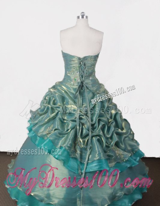 Exclusive Tiers Pick-ups and Appliques Decorated Sweet 15 Dresses